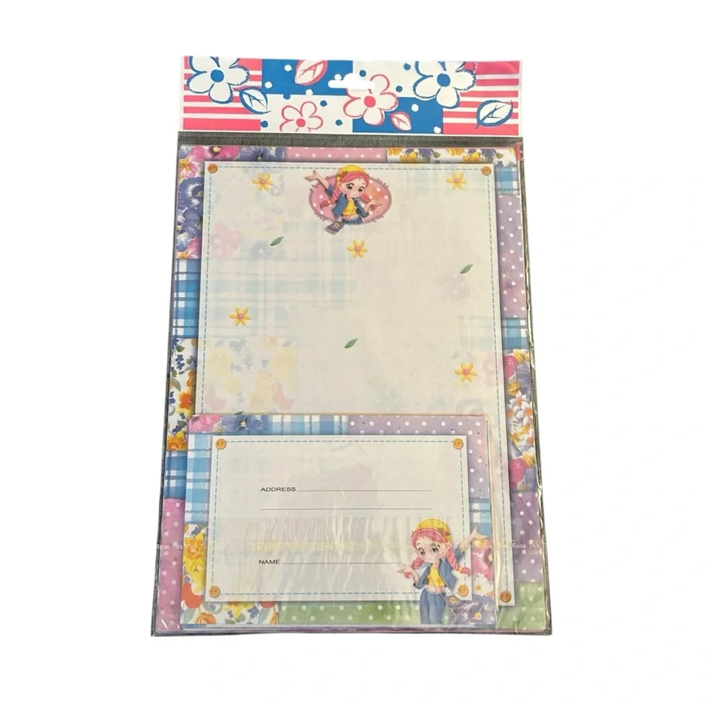 Vintage Y2K Cute Girl Stationary Letter Set 90s Taiwan Blue Denim Kawaii NWT